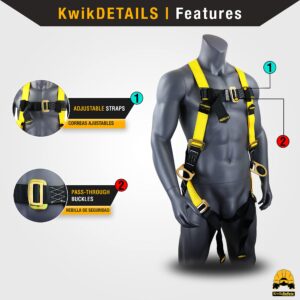 KwikSafety - Charlotte, NC - THUNDER 3D Ring Safety Harness [Pass Through Connectors] OSHA ANSI Industrial Full Body Fall Protection Personal Equipment Construction Scaffold Contractor