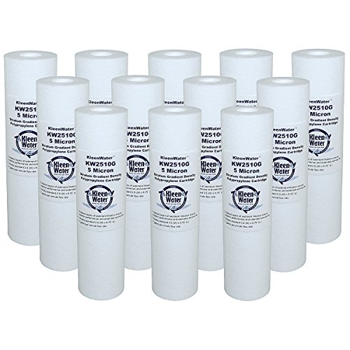 KleenWater KW2510G 5 Micron Dirt Rust Sediment Water Filter Replacement Cartridge, Compatible with WHKF-GD05 FXWTC AP110, Set of 12