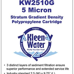 KleenWater KW2510G 5 Micron Dirt Rust Sediment Water Filter Replacement Cartridge, Compatible with WHKF-GD05 FXWTC AP110, Set of 12