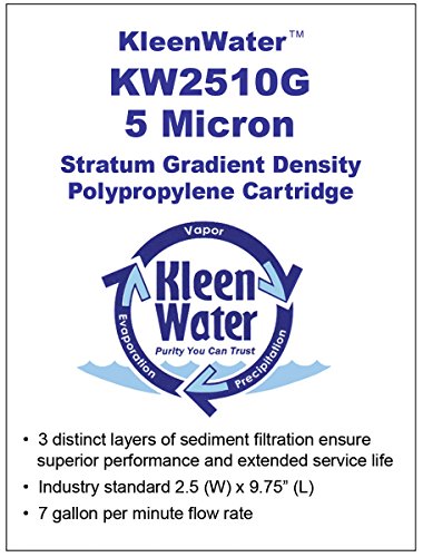 KleenWater KW2510G 5 Micron Dirt Rust Sediment Water Filter Replacement Cartridge, Compatible with WHKF-GD05 FXWTC AP110, Set of 12