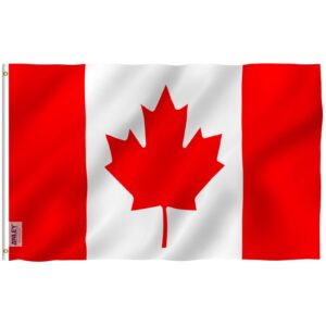 anley fly breeze 3x5 foot canada flag - vivid color and fade proof - canvas header and double stitched - canadian national flags polyester with brass grommets 3 x 5 ft
