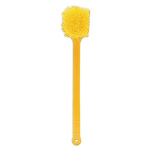 rubbermaid commercial 9b32 long handle scrub 20-inch long plastic handle yellow handle w/yellow bristles