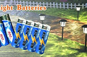 KINSUN 8-Pack Rechargeable Battery 1.2V Ni-Cd AA 900mAh for Outdoor Solar Garden Light Landscape Lights Path Lights