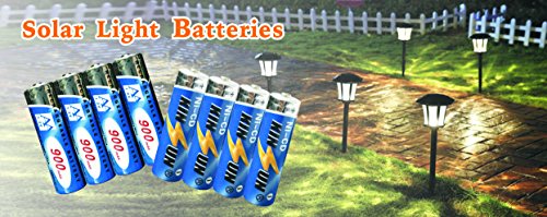 KINSUN 8-Pack Rechargeable Battery 1.2V Ni-Cd AA 900mAh for Outdoor Solar Garden Light Landscape Lights Path Lights