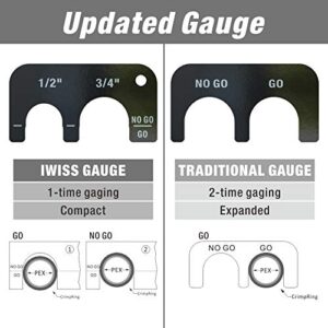iCrimp Angle PEX Crimping Tool for 1/2-inch & 3/4-inch PEX Copper Crimp Rings and Barbed PEX Fitting, c/w PEX Tubing Cutter & Go/No-Go Gauge, Meets ASTM F1807 Standard PEX PlumbingTool