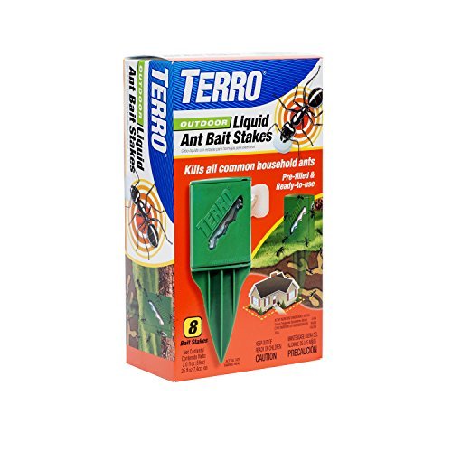 TERRO T1812 Outdoor Liquid Ant Killer Bait Stakes - 8 Count (0.25 oz each) by Terro