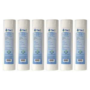 tier1 20 micron 10 inch x 2.5 inch | 6-pack spun wound polypropylene whole house sediment water filter replacement cartridge | compatible with pentek p20, sdc-25-1020, 155015-43, home water filter