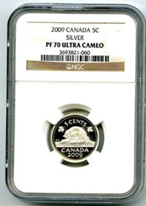 2009 canada silver proof 5 cent registry quality nickel pf70 ngc ucam