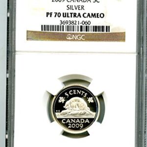 2009 CANADA SILVER PROOF 5 CENT REGISTRY QUALITY NICKEL PF70 NGC UCAM