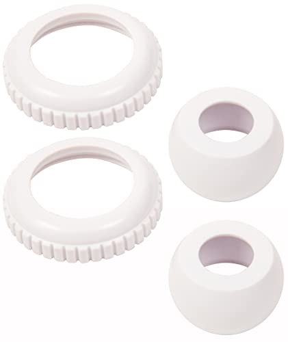 SunSolar Swimming Pool Return Jet - Replacement — Directional Eyeball Ring with 3/4-Inch Opening — Connects with 1.5-Inch Female Thread Ring — Pool Accessories for Cleaning — White (2-Pack)