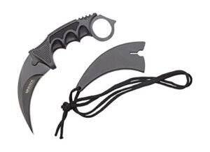 wartech yc-9115-bk necklace knife with hard sheath and black blade, 7.5"
