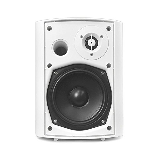 Pyle Wall Mount Home Speaker System - Active + Passive Pair Wireless Bluetooth Compatible Indoor / Outdoor Water-resistant Weatherproof Stereo Sound Speaker Set with AUX IN - PDWR51BTWT (White)