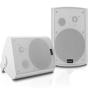 pyle outdoor wall-mount patio stereo speaker-waterproof bluetooth wireless&no amplifier needed-portable electric theater sound surround system for home party cabinet enclosure- pyle pdwr61btwt white