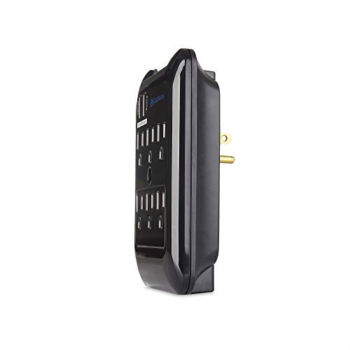 Cable Matters 6 Outlet Wall Mount Surge Protector with USB Charging in Black (Updated Version with Dimmed LED Light)