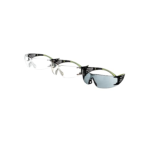 3M Secure-Fit 400 Anti-Fog Eye Protection Glasses, 3 Pack: Clear + Mirror + Gray Lenses