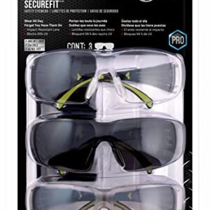 3M Secure-Fit 400 Anti-Fog Eye Protection Glasses, 3 Pack: Clear + Mirror + Gray Lenses