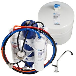 home master tm undersink reverse osmosis water filter system, fast 4.5s fill rate, 8.5” of catalytic carbon, filters up to 99% chemicals salts tds, user friendly modular design, 5-year limited parts