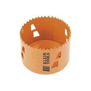 klein tools 31948 3-inch bi-metal hole saw for steel cutting, heavy-duty hole saw with multiple leverage, cuts iron, aluminum, wood, plastic