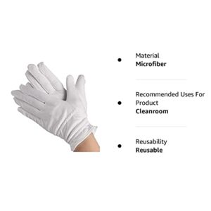 Dexac Microfiber Gloves Scratches Fingerprints (White) Protection for Jewelry Collectibles Lenses Coin Silver Archival Costume Inspection