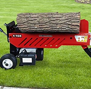 Powerhouse Log Splitters XM-580 9 Ton Electric Hydraulic Horizontal Log Splitter, Red/Black/Silver