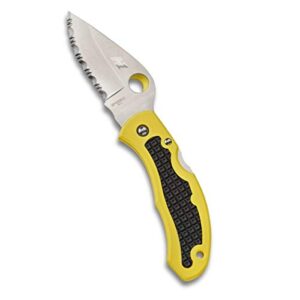spyderco snap-it salt knife with 2.96" h-1 corrosion-resistant steel blade and black/yellow lightweight frn handle - spyderedge - c26syl