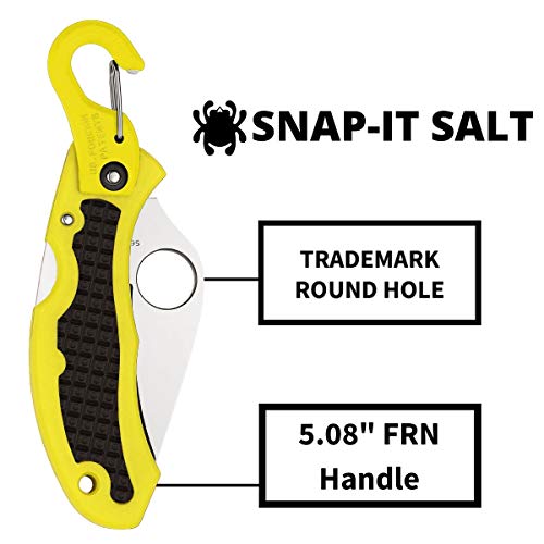 Spyderco Snap-It Salt Knife with 2.96" H-1 Corrosion-Resistant Steel Blade and Black/Yellow Lightweight FRN Handle - SpyderEdge - C26SYL