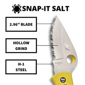 Spyderco Snap-It Salt Knife with 2.96" H-1 Corrosion-Resistant Steel Blade and Black/Yellow Lightweight FRN Handle - SpyderEdge - C26SYL