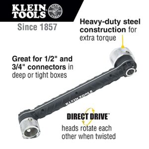 Klein Tools 56999 Conduit Locknut Wrench for 1/2-Inch and 3/4-Inch Connectors, Direct Drive Heads Rotate