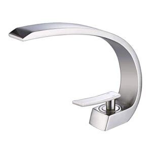 wovier brushed nickel bathroom sink faucet,unique design single handle single hole brass lavatory vanity faucet,basin mixer tap with supply hose