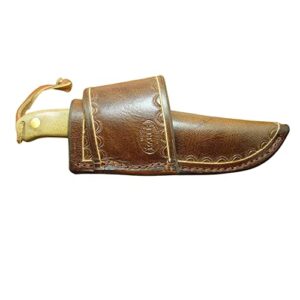 cross draw knife sheath made out of 10 ounce water buffalo hide leather made for schrade ph 1