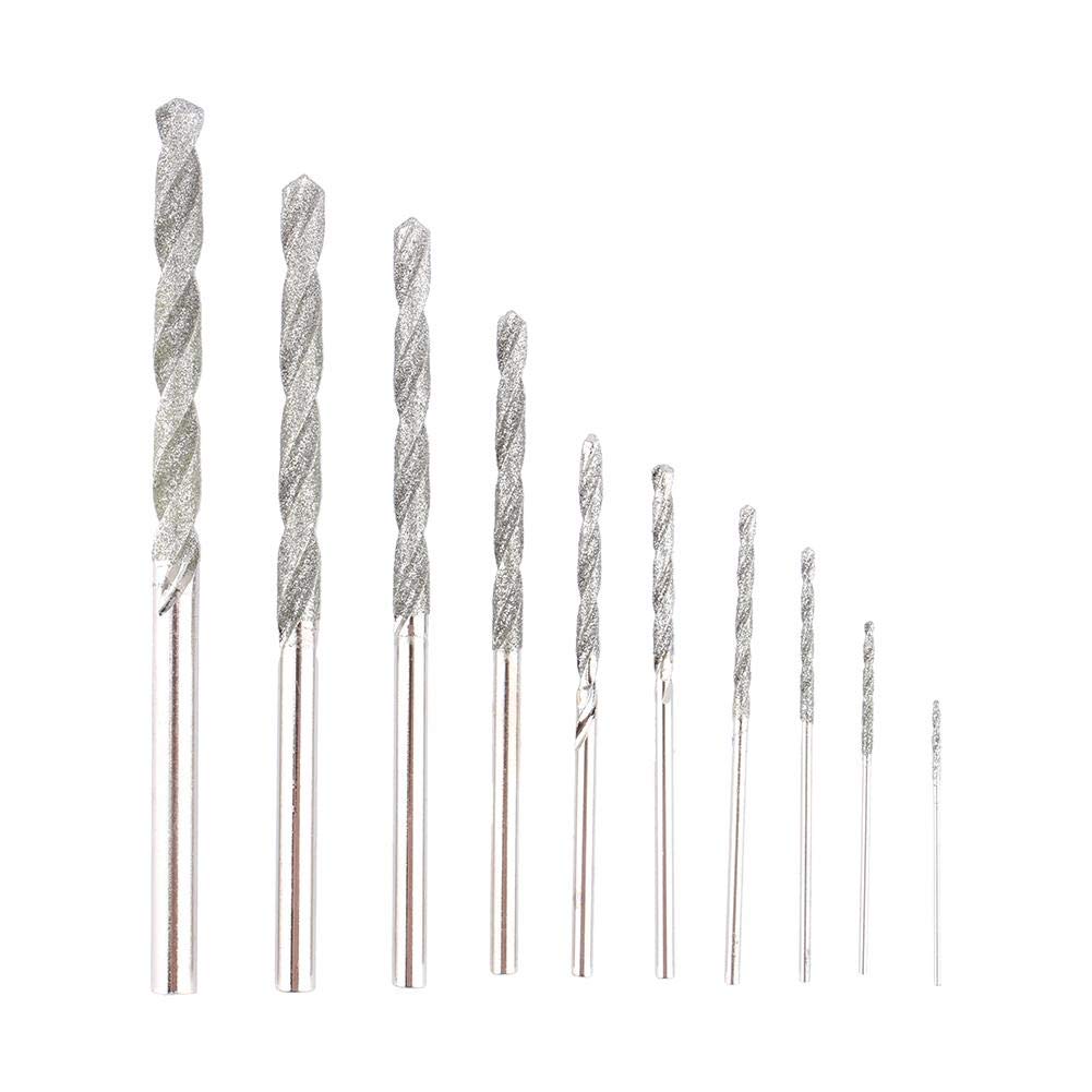 Yosoo 10Pcs DMD Diamond Tipped Drill Bit Set Twist Drill Bits for Glass Tile Stone 0077