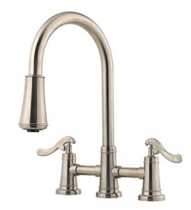 pfister lg531ypk ashfield 2-handle pull down kitchen faucet in brushed nickel, 1.8 gpm