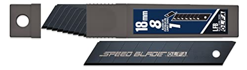 OLFA 18mm Heavy Duty Extra Sharp Snap Off Replacement Blades, 10 Blades (80 segments) LFB-10B - Snap-Off Non Stick Utility Knife Speed Blades, 25% Sharper than Silver, Fits any 18mm Utility Knife