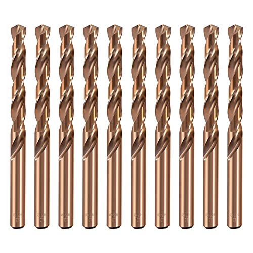 HSS Cobalt Drill Bits 1/4 in.x 4 in.Jobber Length M35 Twist Drill Steel Metal Iron-10Pcs