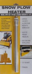 combined manufacturing snow plow heater - keep your engine running in cold weather - improves oil viscosity