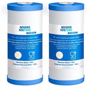 golden icepure 5 micron 10" x 4.5" whole house sediment activated carbon water filter compatible with ge fxhtc, gxwh40l, gxwh35f, gnwh38s universal water filter system 2pack