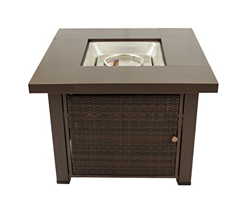 Pleasant Hearth OFG419T Rio Square Wicker Gas Fire Pit Table, 38" , white