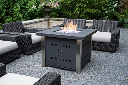 Pleasant Hearth OFG901T Montreal Square Gas Fire Pit Table, 38"