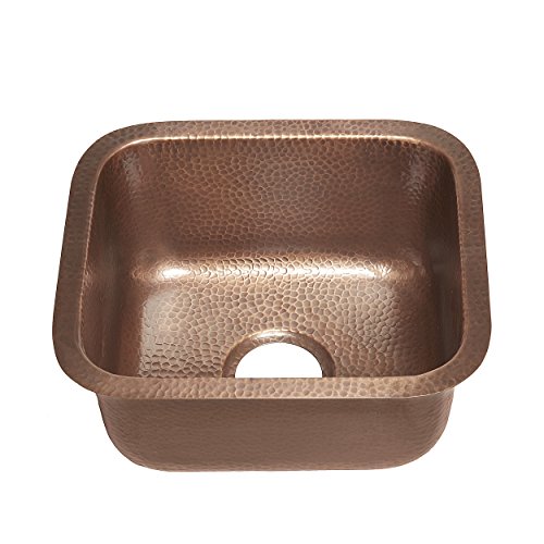 Sinkology SP502-17AC Sisley 17-inch Bar Prep Copper Sink in Hammered Antique copper