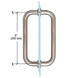 Dynasty Hardware 8" Back to Back Tubular Shower Door Pull for Frameless Shower Doors, Satin Nickel, with Trim Washers