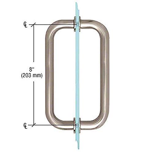 Dynasty Hardware 8" Back to Back Tubular Shower Door Pull for Frameless Shower Doors, Satin Nickel, with Trim Washers