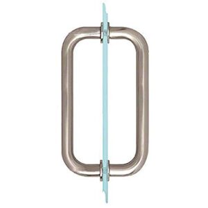 dynasty hardware 8" back to back tubular shower door pull for frameless shower doors, satin nickel, with trim washers