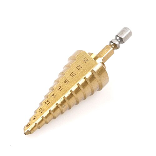 Preamer 3 Pcs Hex Shank HSS Titanium Coated Step Drill Bits Set for DIY Woodworking Tool,4-/12/20/32mm