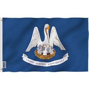 anley fly breeze 3x5 foot louisiana state flag - vivid color and fade proof - canvas header and double stitched - louisiana la flags polyester with brass grommets 3 x 5 ft