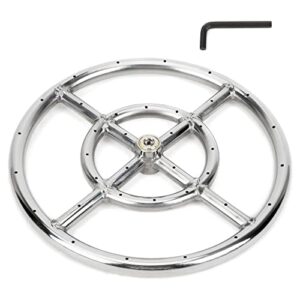 stanbroil 12 inch round fire pit burner ring for natural gas & propane fire pit fireplace - 304 stainless steel fire pit burner for indoor & outdoor, btu 92,000 max