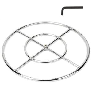 stanbroil 24 inch round fire pit burner ring for natural gas & propane fire pit fireplace - 304 stainless steel fire pit burner for indoor & outdoor, btu 296,000 max