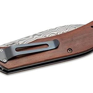 BOKER PLUS Exskelibur II Folding Gentlemen’s Pocket Knife, Damascus Steel Blade, Cocobolo Scales, Blue Anodized Titanium Liners, Titanium Pocket Clip