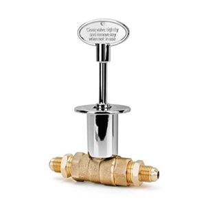 stanbroil 1/2-inch straight quarter-turn shut-off valve kit for ng lp gas fire pits with polished chrome flange, 3-inch key and 3/8 male flare x 1/2 npt fittings x 2