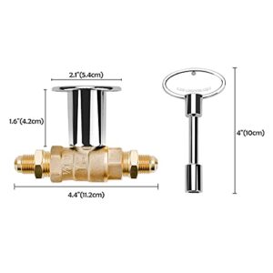 Stanbroil 1/2-Inch Straight Quarter-Turn Shut-Off Valve Kit for NG LP Gas Fire Pits with Polished Chrome Flange, 3-inch Key and 3/8 Male Flare x 1/2 NPT Fittings x 2