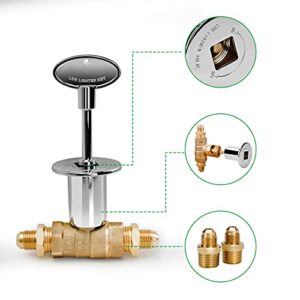 Stanbroil 1/2-Inch Straight Quarter-Turn Shut-Off Valve Kit for NG LP Gas Fire Pits with Polished Chrome Flange, 3-inch Key and 3/8 Male Flare x 1/2 NPT Fittings x 2